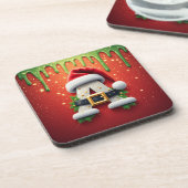 Kerstmonogram A voor wintergeschenken Bier Onderzetter (Linkerzijde)