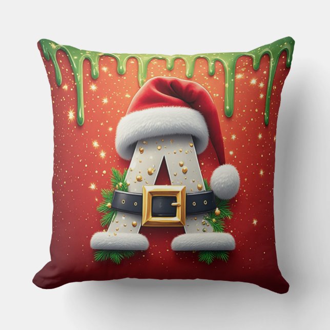 Kerstmonogram A voor wintergeschenken Kussen (Voorkant)