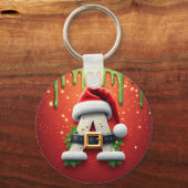 Kerstmonogram A voor wintergeschenken Sleutelhanger (Voorkant)