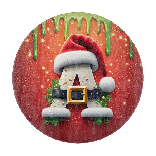 Kerstmonogram A voor wintergeschenken Snijplank (Voorkant)