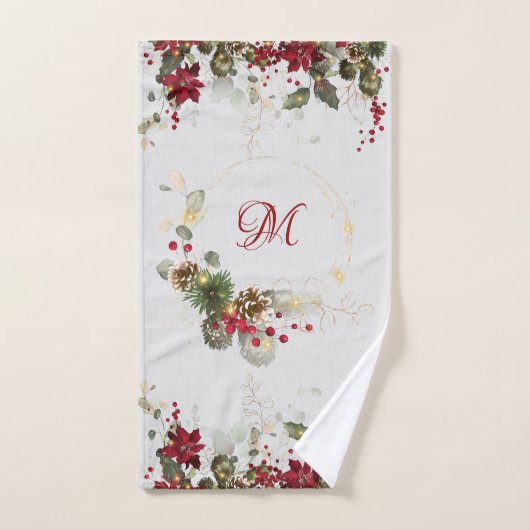 Kerstmonogram badkamerhanddoekje bad handdoek (Handdoek)