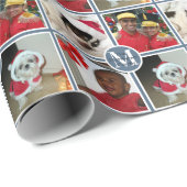 Kerstmonogram Blauwe Creëer Uw eigen foto Cadeaupapier (Rol Hoek)