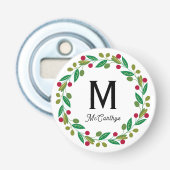 Kerstmonogram  button flesopener (Voorkant)