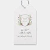 Kerstmonogram Crest Cadeaulabel (Voorkant)