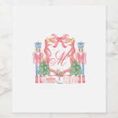 Kerstmonogram Crest Wijn Etiket (Enkel label)