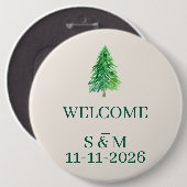 Kerstmonogram Elegant Bosboom Welkom Ronde Button 6,0 Cm (Voorkant /achterkant)