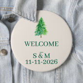 Kerstmonogram Elegant Bosboom Welkom Ronde Button 6,0 Cm (In situ)