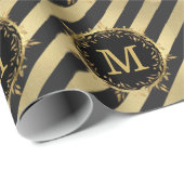 Kerstmonogram feestdag met faux Gold Foil Cadeaupapier (Rol Hoek)