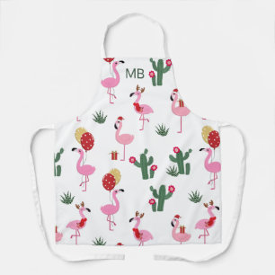 Kerstmonogram Flamingo Feestcadeau Schort