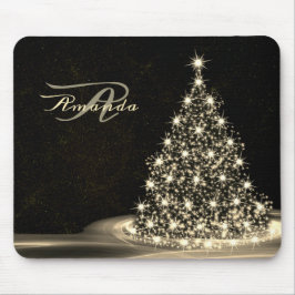 Kerstmonogram Gouden Glanzende Boom Winter Zwart Muismat