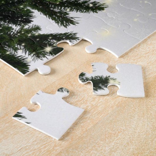 Kerstmonogram Groene Boom Red Silver Snowflake Legpuzzel (Zijkant)