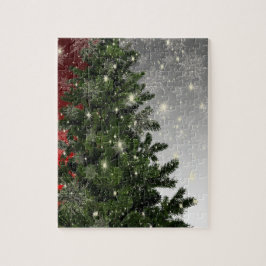 Kerstmonogram Groene Boom Red Silver Snowflake Legpuzzel