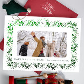 KERSTMONOGRAM Groene Folie Botanicals Lijst Feestdagenkaart