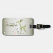 Kerstmonogram Groene Herten Vakantie Schattig Bagagelabel (Voorkant horizontaal)