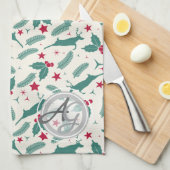 Kerstmonogram Huis Decoratie Hert Hulst Folklore Theedoek (Quarter Fold)