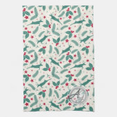 Kerstmonogram Huis Decoratie Hert Hulst Folklore Theedoek (Verticaal)