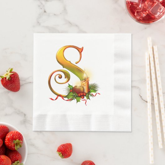 kerstmonogram Initiaal S Papier Napkin Servet (Insitu)