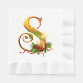 kerstmonogram Initiaal S Papier Napkin Servet (Voorkant)