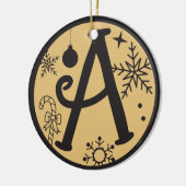 Kerstmonogram Letter A Black Gold Keramisch Ornament (Links)