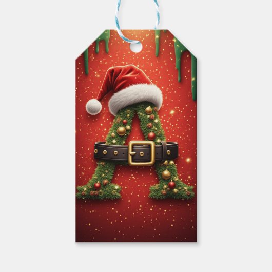 Kerstmonogram Letter A Voor Kerstcadeaus Cadeaulabel (Voorkant)