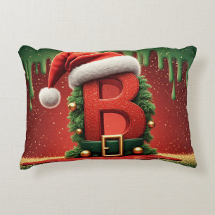 Kerstmonogram Letter B Met Sinterklaas Hoed 🎄 Accent Kussen
