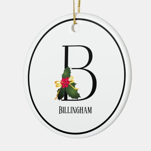 Kerstmonogram Letter B op maat Keramisch Ornament (Links)