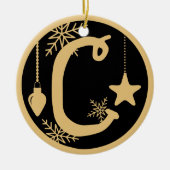 Kerstmonogram Letter C Gold Black Keramisch Ornament (Voorkant)