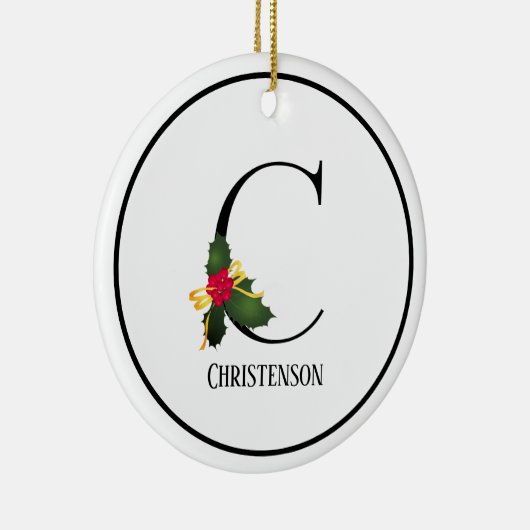 Kerstmonogram Letter C Persoonlijk Keramisch Ornament (Rechts)