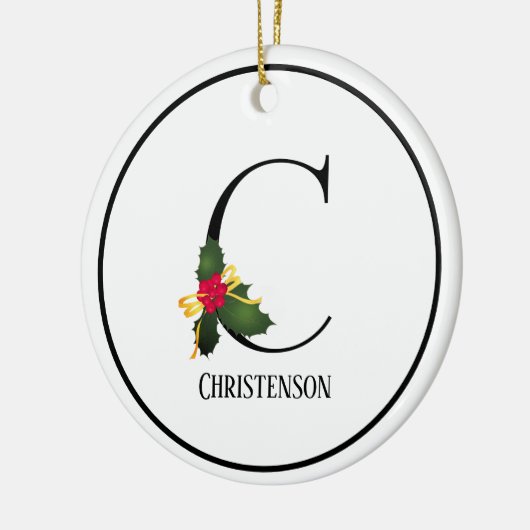 Kerstmonogram Letter C Persoonlijk Keramisch Ornament (Links)