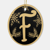Kerstmonogram Letter F Gold Black Keramisch Ornament (Links)