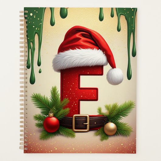 Kerstmonogram letter F met Kerstaccent 🎅 Planner (Voorkant)