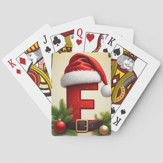 Kerstmonogram letter F met kerstaccent 🎅 Pokerkaarten (Achterkant)