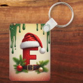 Kerstmonogram letter F met Kerstaccent 🎅 Sleutelhanger (Achterkant)