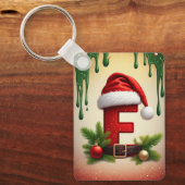 Kerstmonogram letter F met Kerstaccent 🎅 Sleutelhanger (Voorkant)