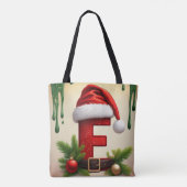 Kerstmonogram letter F met Kerstaccent 🎅 Tote Bag (Achterkant)