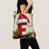 Kerstmonogram letter F met Kerstaccent 🎅 Tote Bag (Dichtbij)
