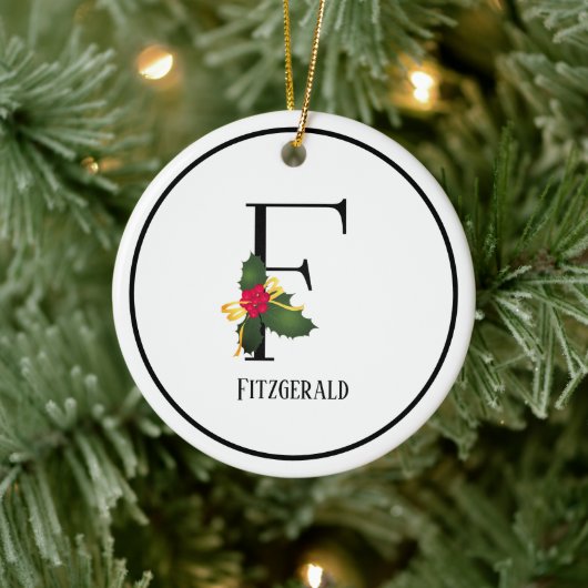 Kerstmonogram Letter F op maat Keramisch Ornament (Boom)