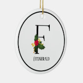 Kerstmonogram Letter F op maat Keramisch Ornament (Rechts)