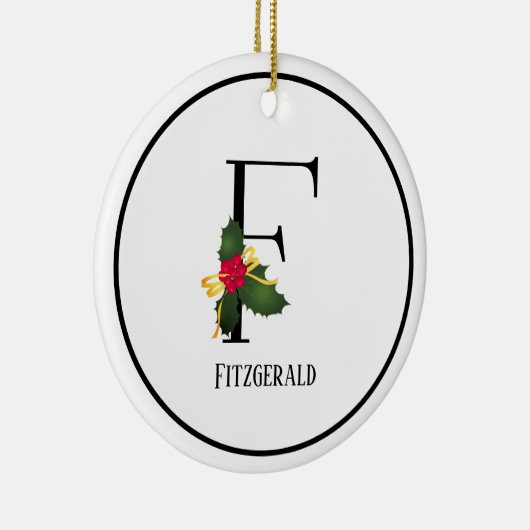 Kerstmonogram Letter F op maat Keramisch Ornament (Rechts)