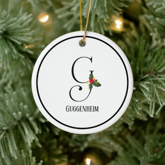 Kerstmonogram Letter G Aangepast Keramisch Ornament (Boom)