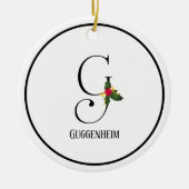 Kerstmonogram Letter G Aangepast Keramisch Ornament (Voorkant)