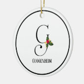 Kerstmonogram Letter G Aangepast Keramisch Ornament (Links)