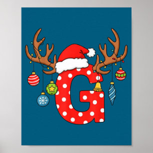Kerstmonogram Letter G Alfabet Initiaal Ornament Poster