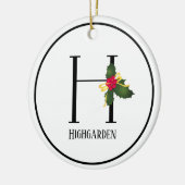 Kerstmonogram Letter H Aangepast Keramisch Ornament (Links)