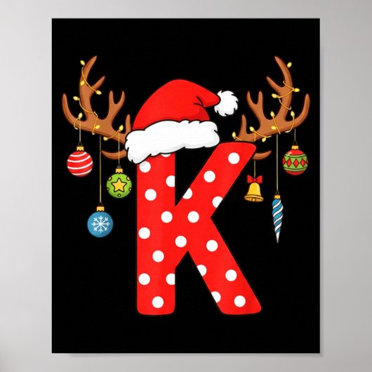 Kerstmonogram Letter K Alfabet Initiaal Ornament Poster (Voorkant)