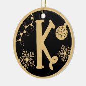 Kerstmonogram Letter K Gold Black Keramisch Ornament (Links)