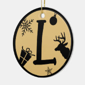Kerstmonogram Letter L Black Gold Keramisch Ornament (Links)