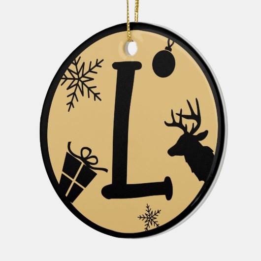 Kerstmonogram Letter L Black Gold Keramisch Ornament (Links)