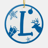 Kerstmonogram Letter L Blue White Keramisch Ornament (Voorkant)