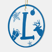 Kerstmonogram Letter L Blue White Keramisch Ornament (Links)